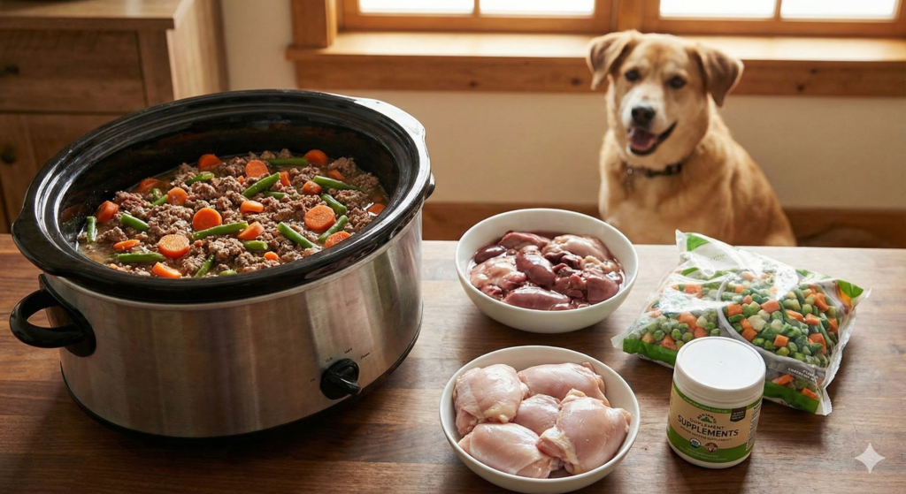 Slow Cooker Homemade Dog Food Recipe Ingredients 1024x559